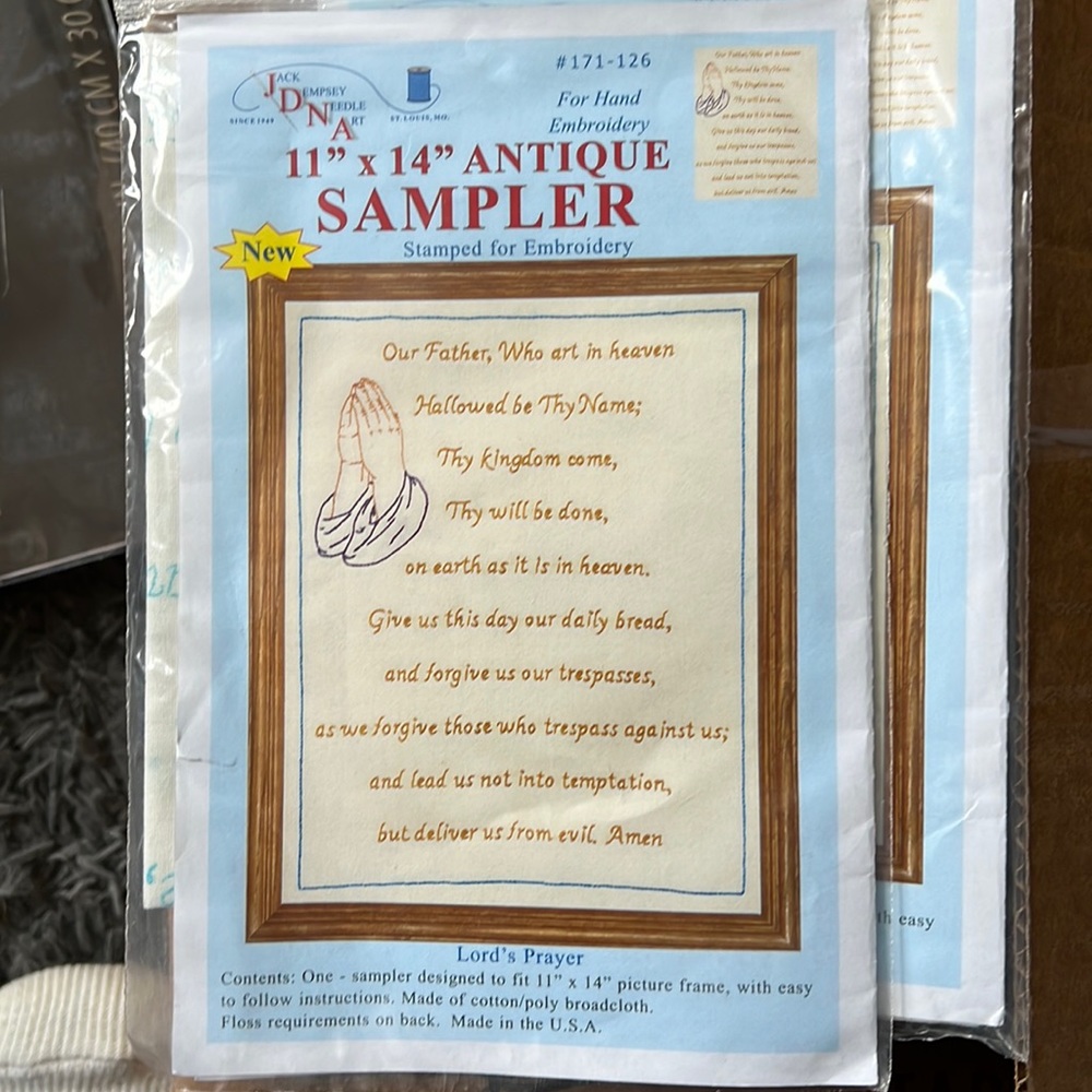Stamped for embroidery ‘Lord’s Prayer’